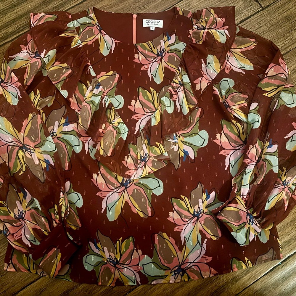 Crosby by Mollie Burch Floral Ruffle Top